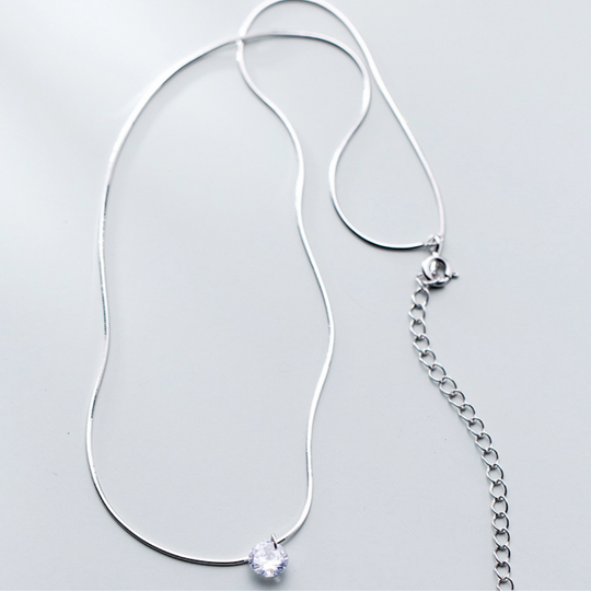 Collar Punto de Luz Cristal Circonita Plata Ajustable