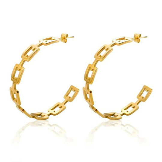 Pendientes de Aro con Eslabones Chapados en Oro de 18K