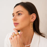 Pendientes Rectangulares Minimalistas Chapados en Oro de 18K