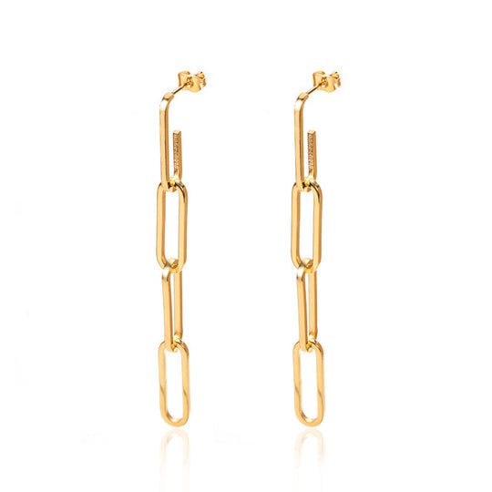 Pendientes Dorados de Cadena Chapados en Oro de 18K