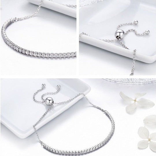 Pulsera Regulable Trendy con Circonitas en Plata